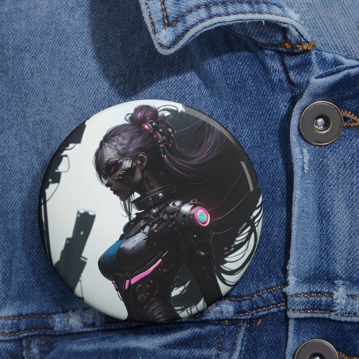 Stand out with the Cyber Twin Omega Pin Buttons available at Hey Nugget. Grab yours today!