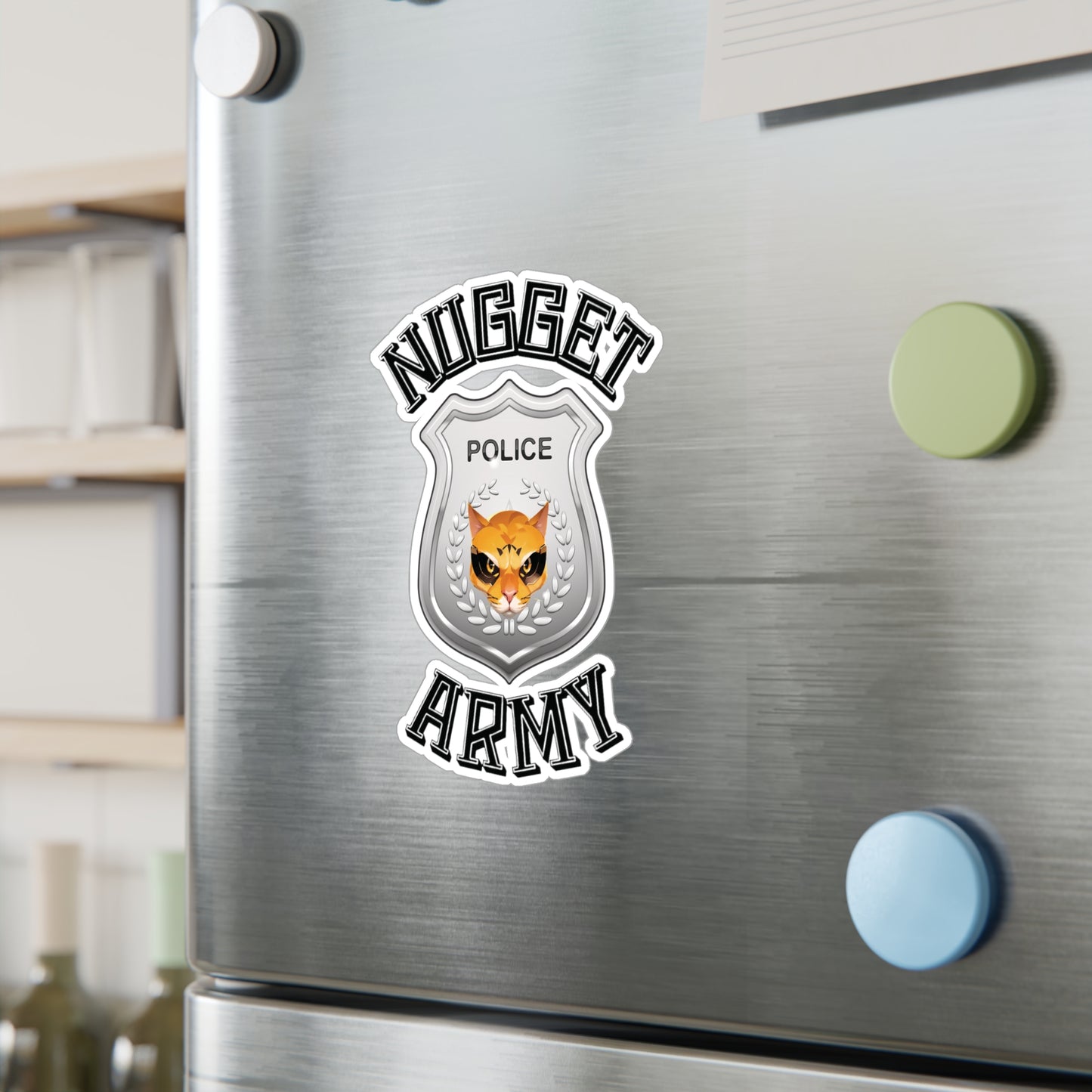Stand out with the Nugget Army Police available at Hey Nugget. Grab yours today!