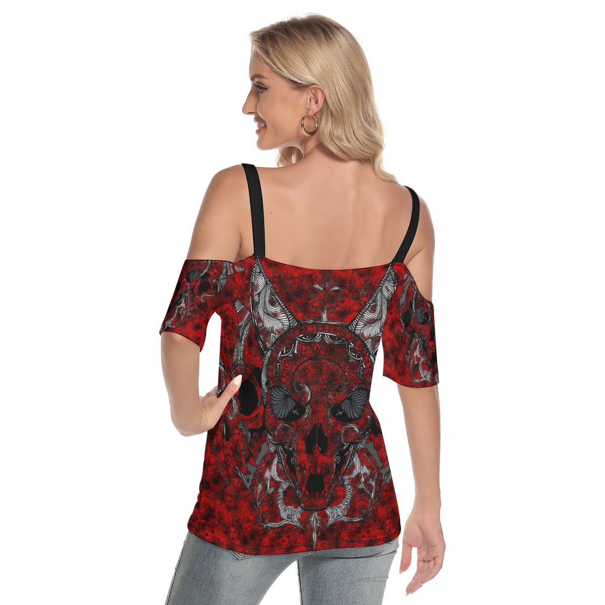 Stand out with the Hell Cat Cold Shoulder T-shirt available at Hey Nugget. Grab yours today!