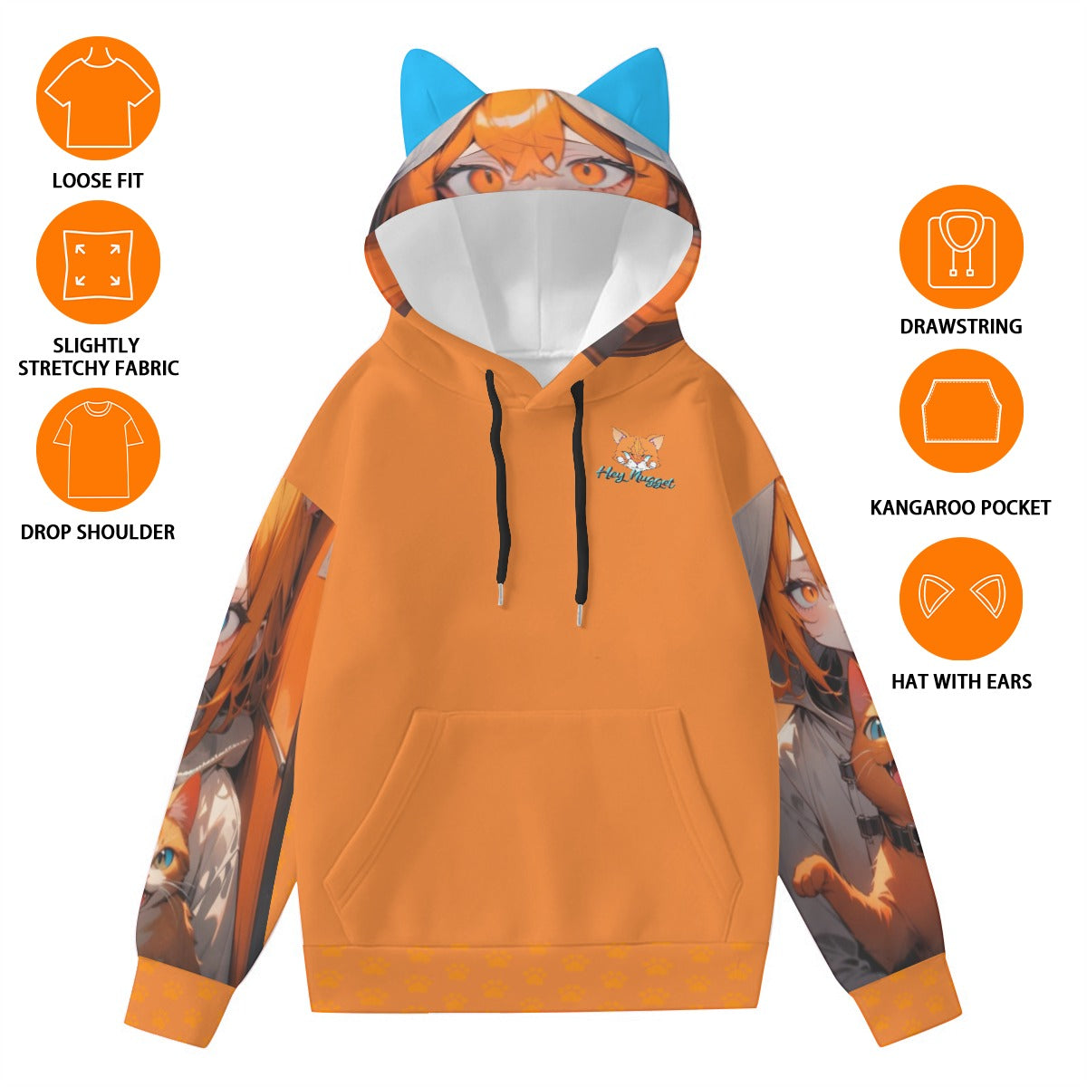 Stand out with the Crazy Cat Lady Women’s Hoodie With Decorative Ears available at Hey Nugget. Grab yours today!