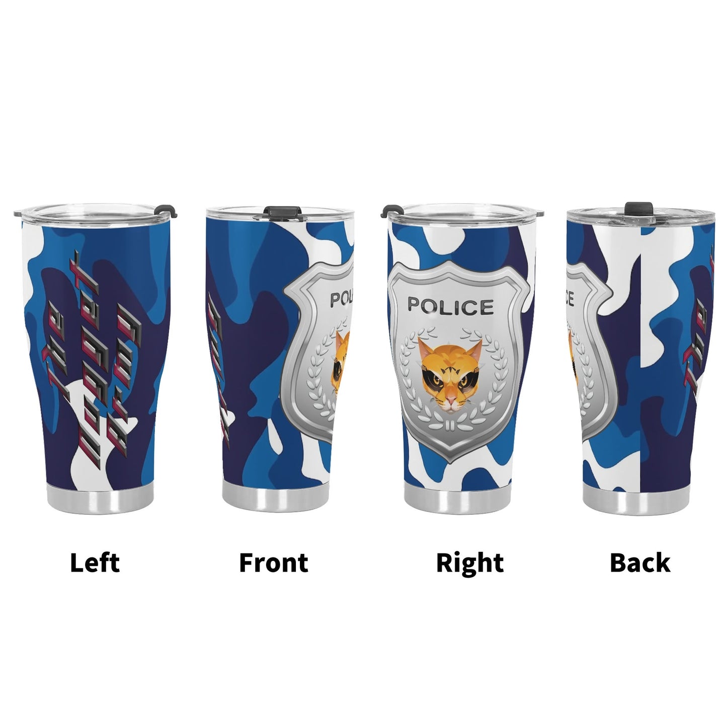 Stand out with the The Nugget Army Police Stainless Steel Tumbler 30oz available at Hey Nugget. Grab yours today!