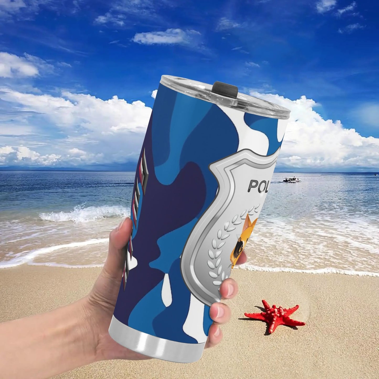 Stand out with the The Nugget Army Police Stainless Steel Tumbler 30oz available at Hey Nugget. Grab yours today!