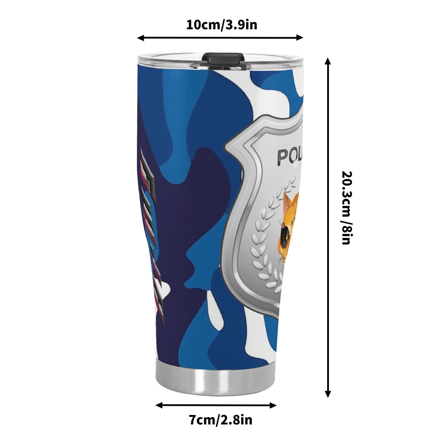 Stand out with the The Nugget Army Police Stainless Steel Tumbler 30oz available at Hey Nugget. Grab yours today!