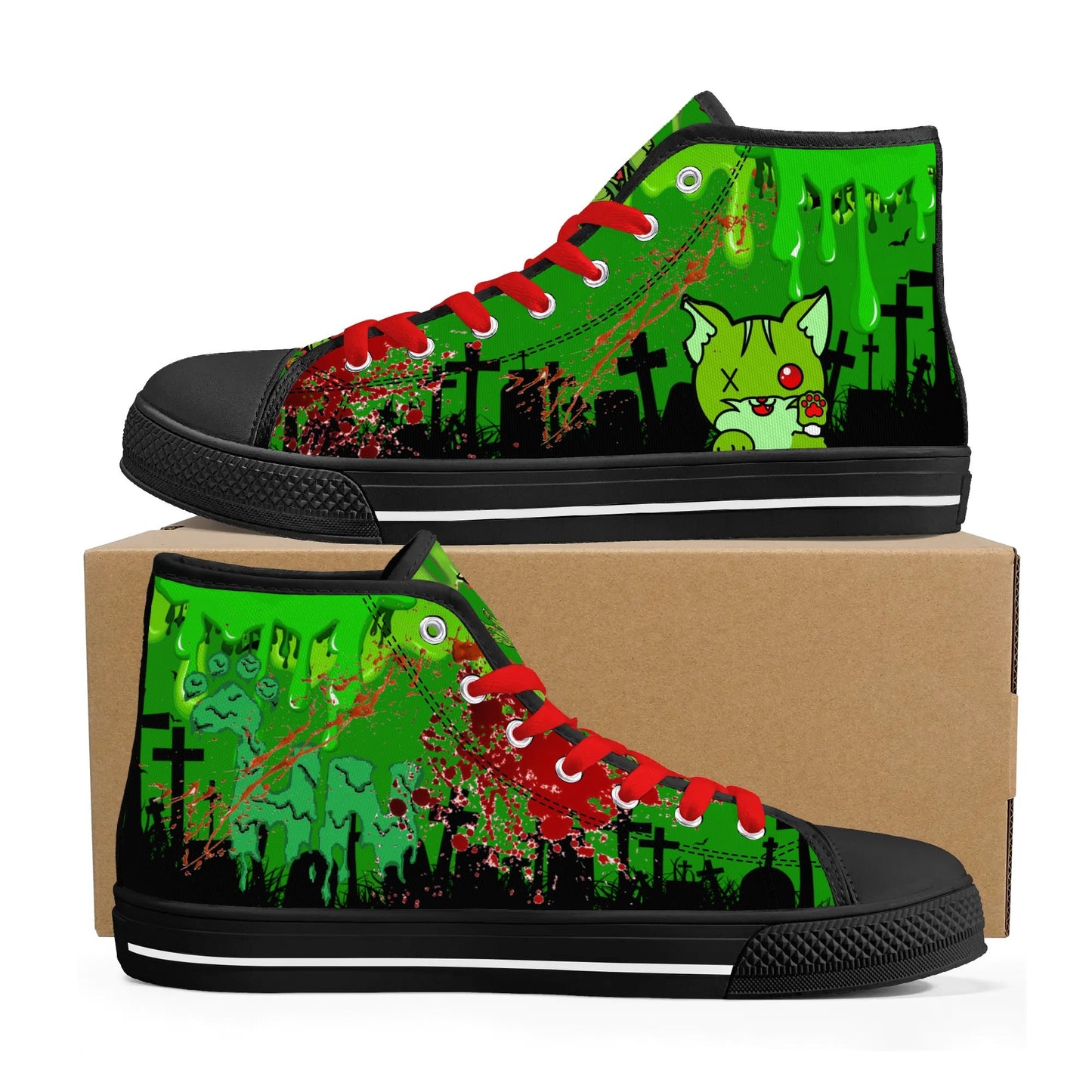 Stand out with the Zombified Womens High Top Canvas Shoes available at Hey Nugget. Grab yours today!