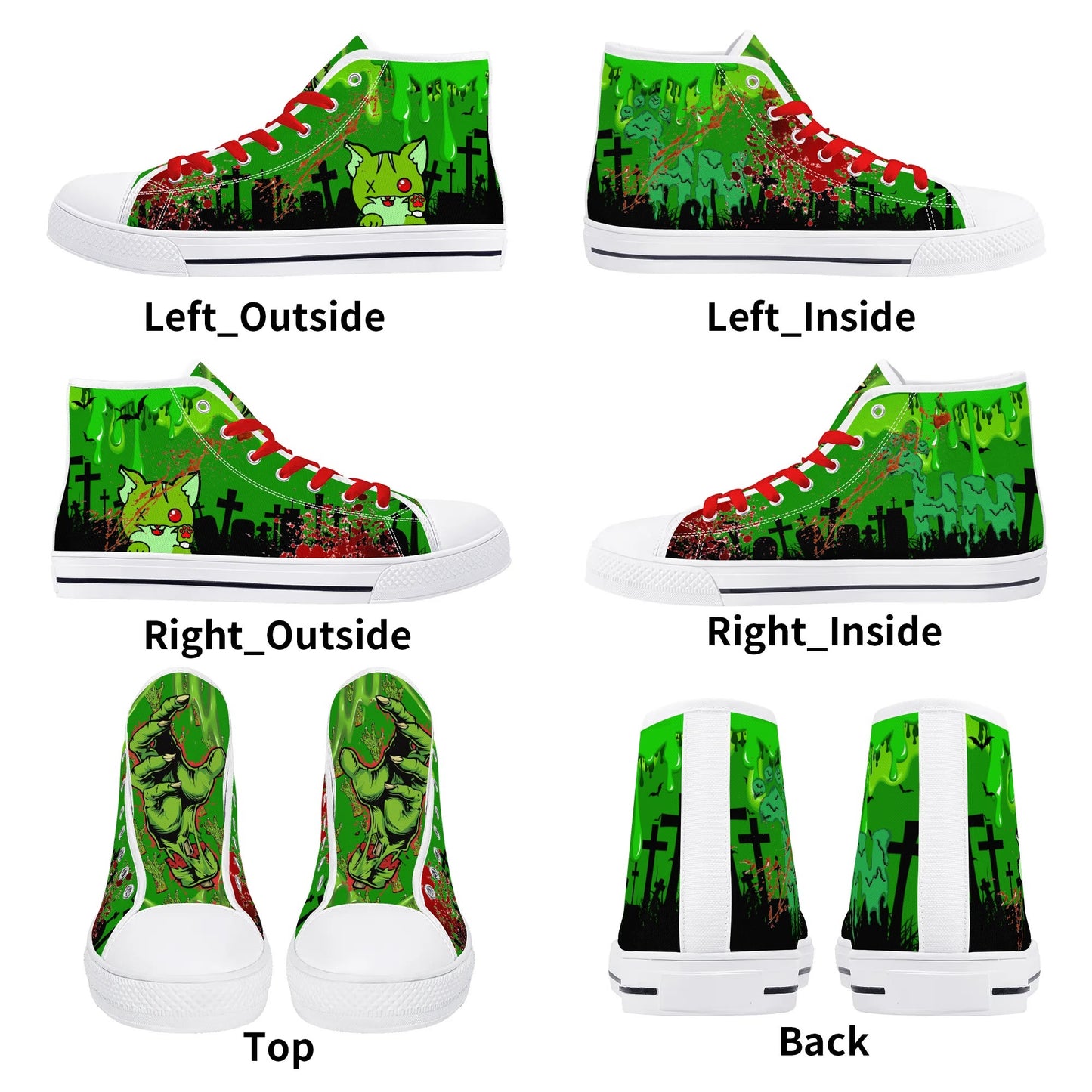 Stand out with the Zombified Womens High Top Canvas Shoes available at Hey Nugget. Grab yours today!