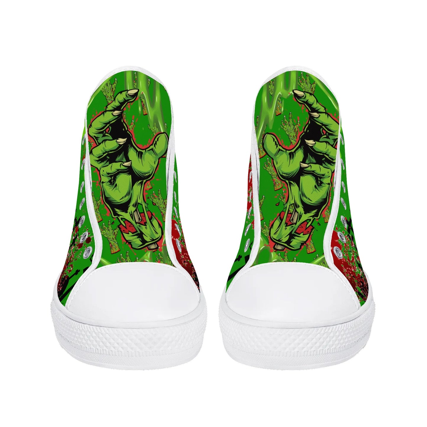 Stand out with the Zombified Womens High Top Canvas Shoes available at Hey Nugget. Grab yours today!