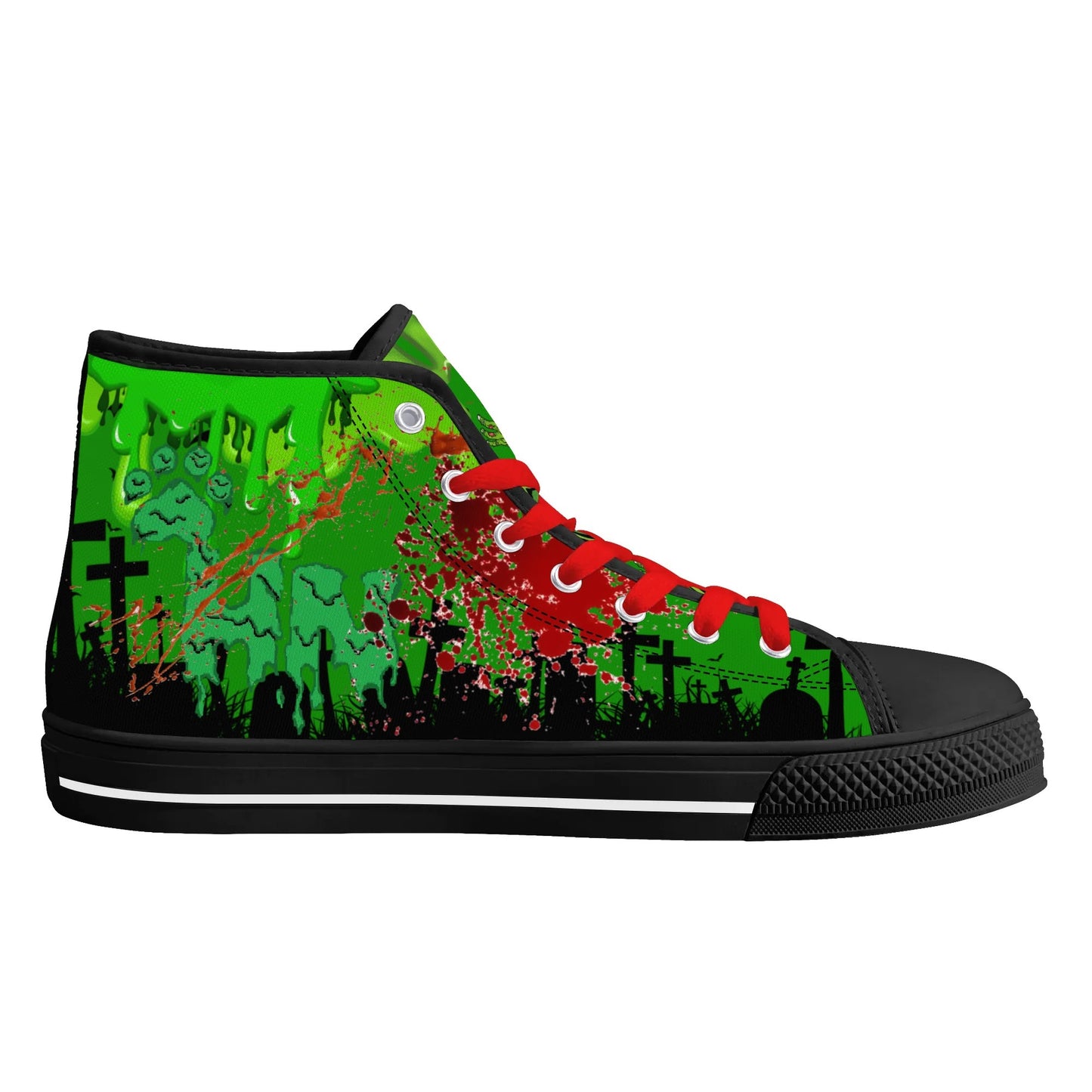Stand out with the Zombified Mens High Top Canvas Shoes available at Hey Nugget. Grab yours today!