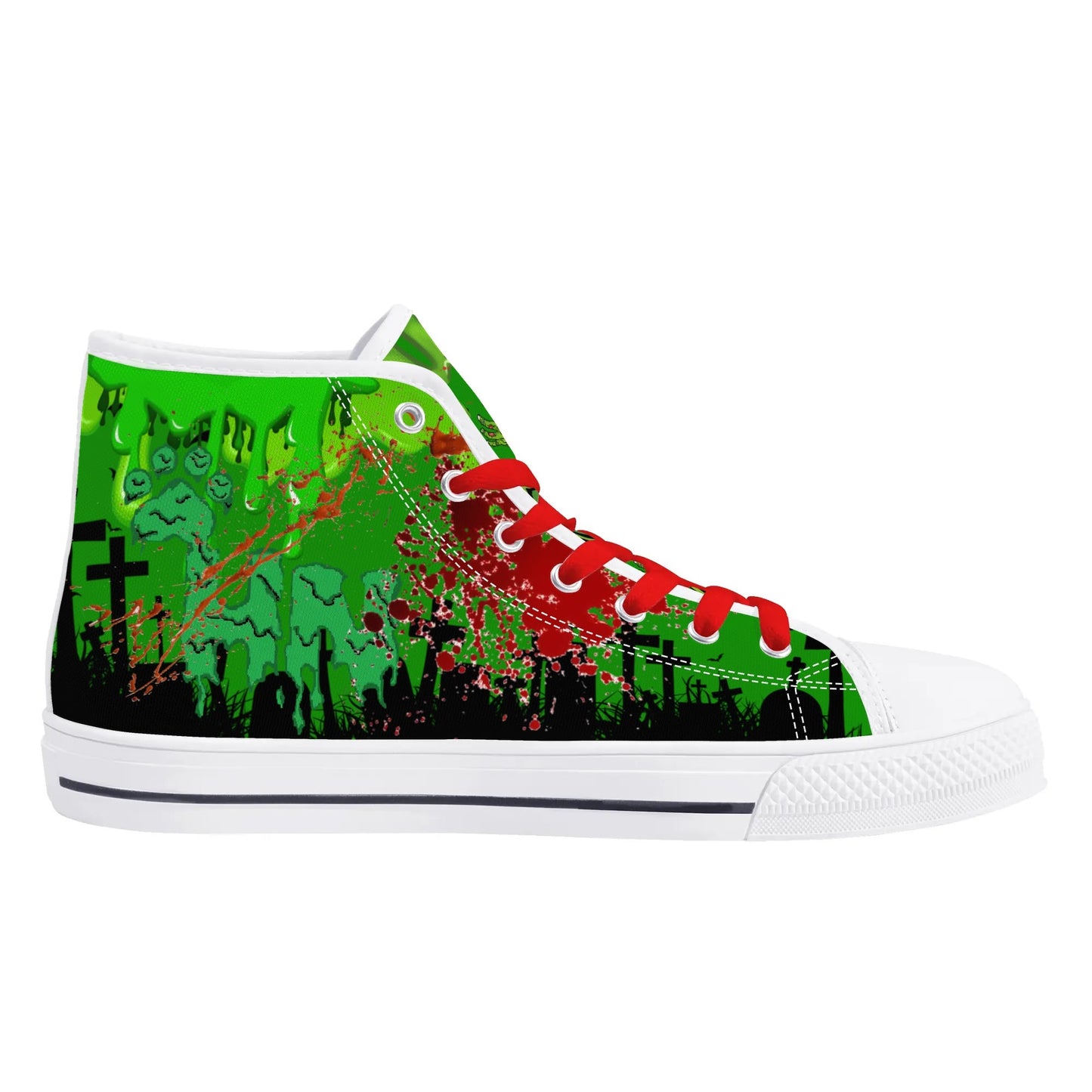 Stand out with the Zombified Mens High Top Canvas Shoes available at Hey Nugget. Grab yours today!