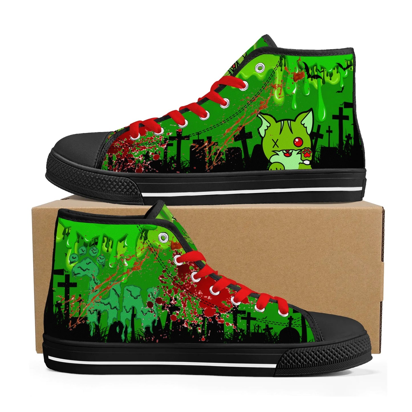 Stand out with the Zombified Mens High Top Canvas Shoes available at Hey Nugget. Grab yours today!