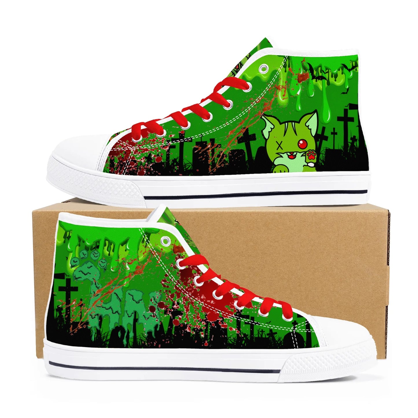 Stand out with the Zombified Mens High Top Canvas Shoes available at Hey Nugget. Grab yours today!