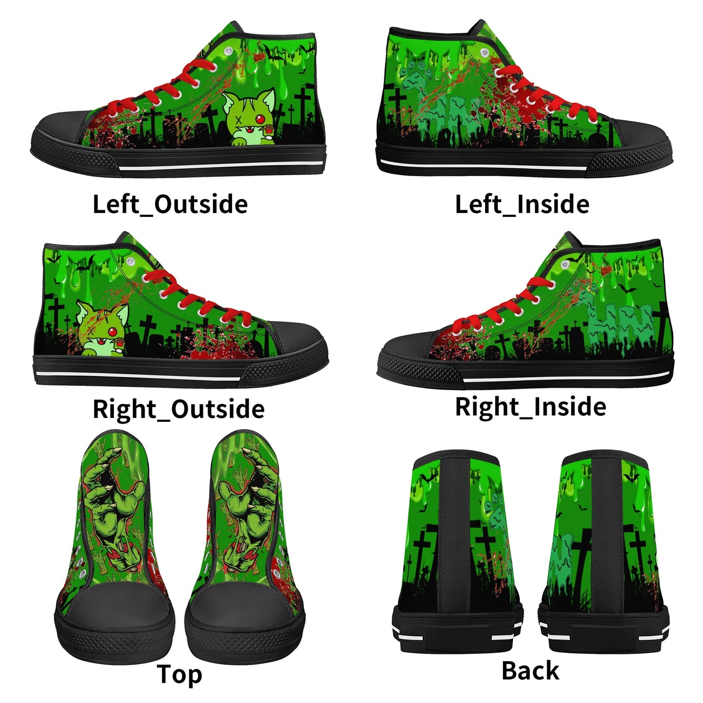 Stand out with the Zombified Mens High Top Canvas Shoes available at Hey Nugget. Grab yours today!
