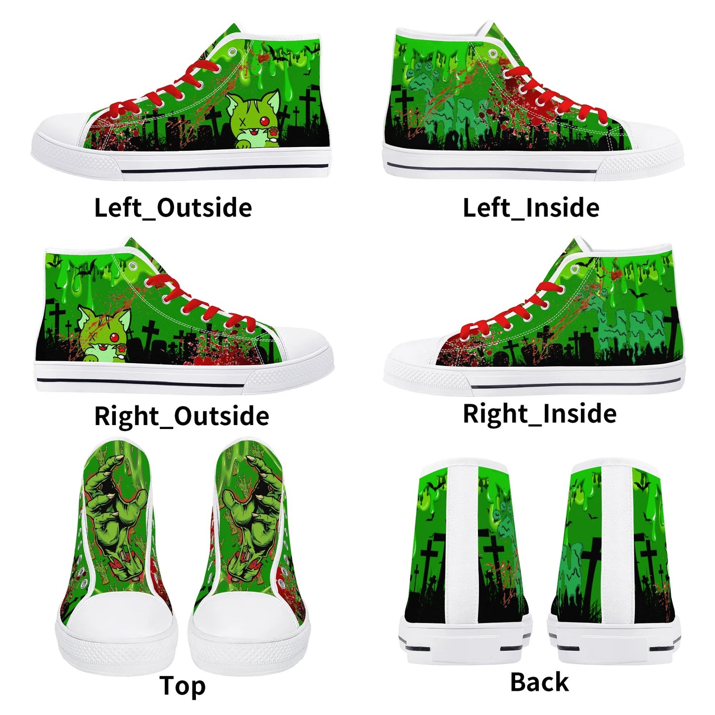 Stand out with the Zombified Mens High Top Canvas Shoes available at Hey Nugget. Grab yours today!