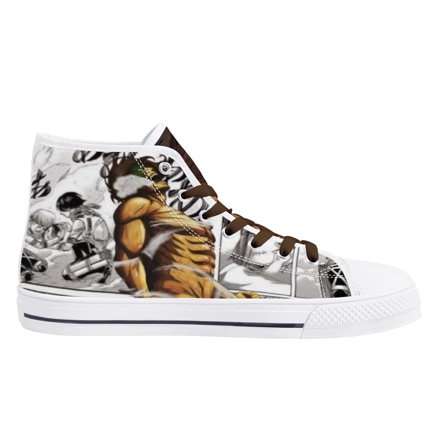 Stand out with the AOT Anime Mens High Top Canvas Shoes available at Hey Nugget. Grab yours today!
