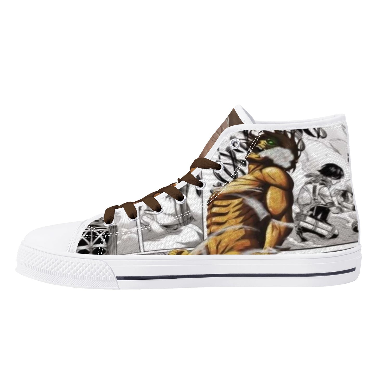 Stand out with the AOT Anime Mens High Top Canvas Shoes available at Hey Nugget. Grab yours today!