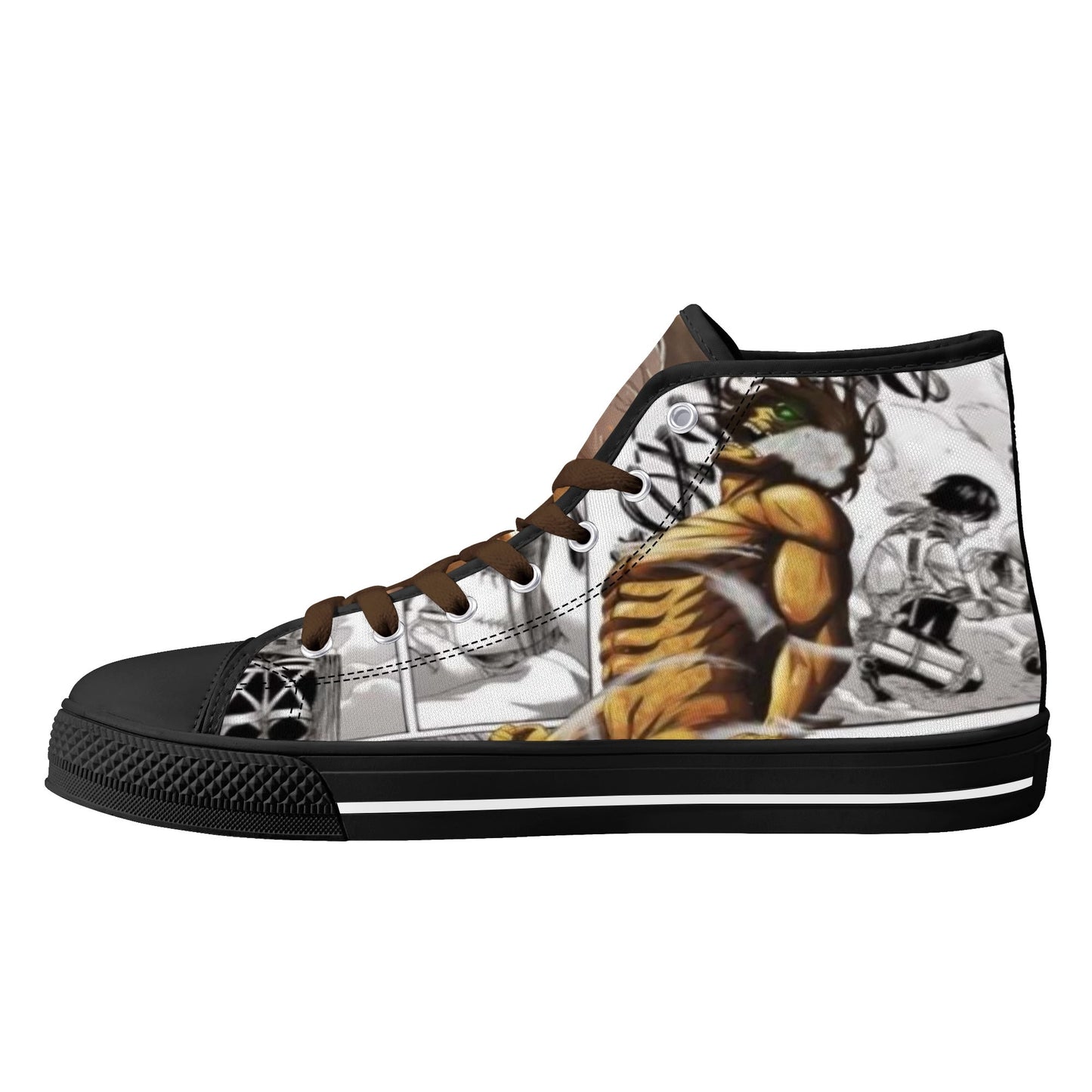 Stand out with the AOT Anime Mens High Top Canvas Shoes available at Hey Nugget. Grab yours today!