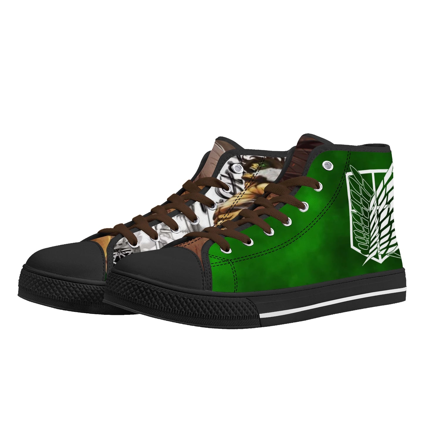 Stand out with the AOT Anime Mens High Top Canvas Shoes available at Hey Nugget. Grab yours today!