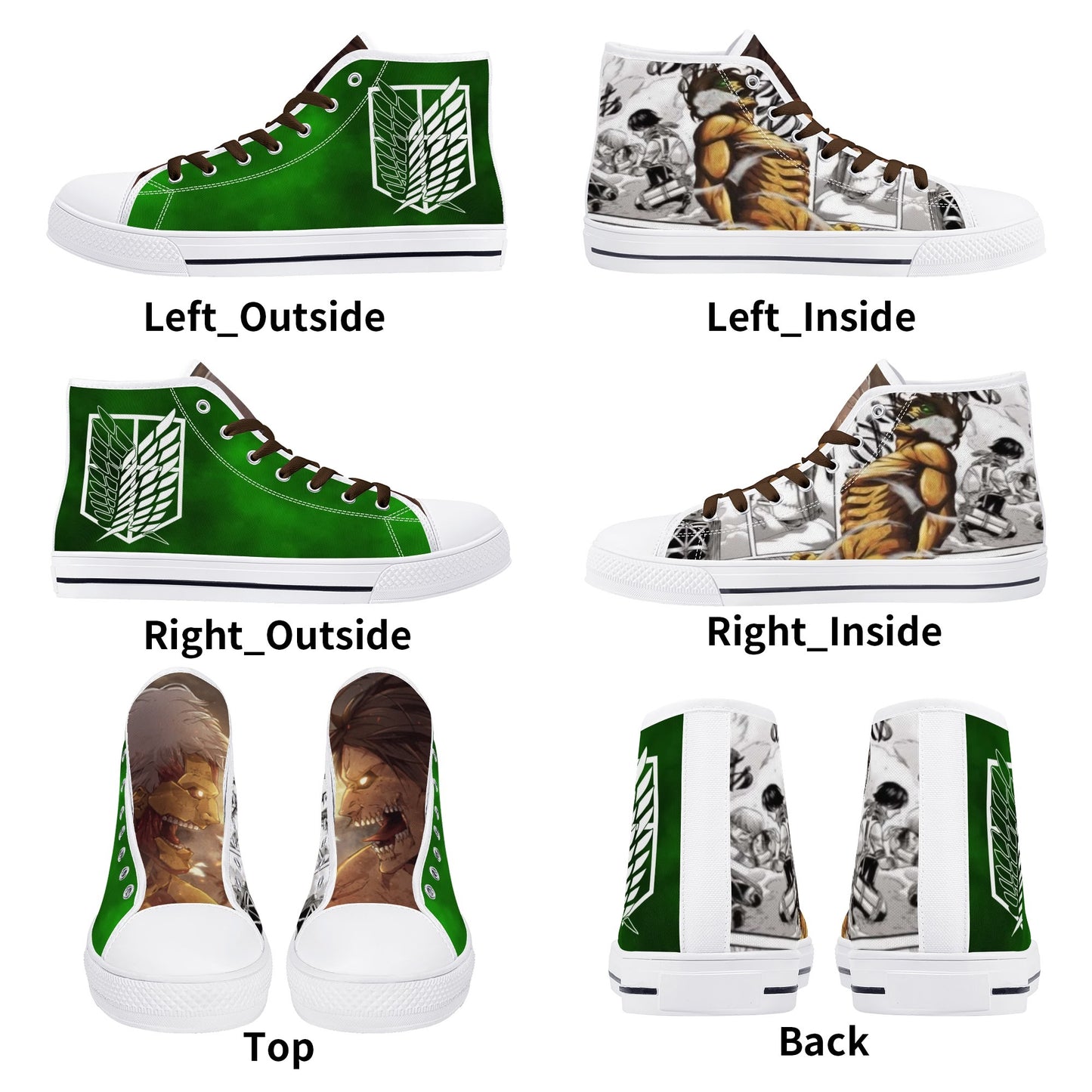 Stand out with the AOT Anime Mens High Top Canvas Shoes available at Hey Nugget. Grab yours today!