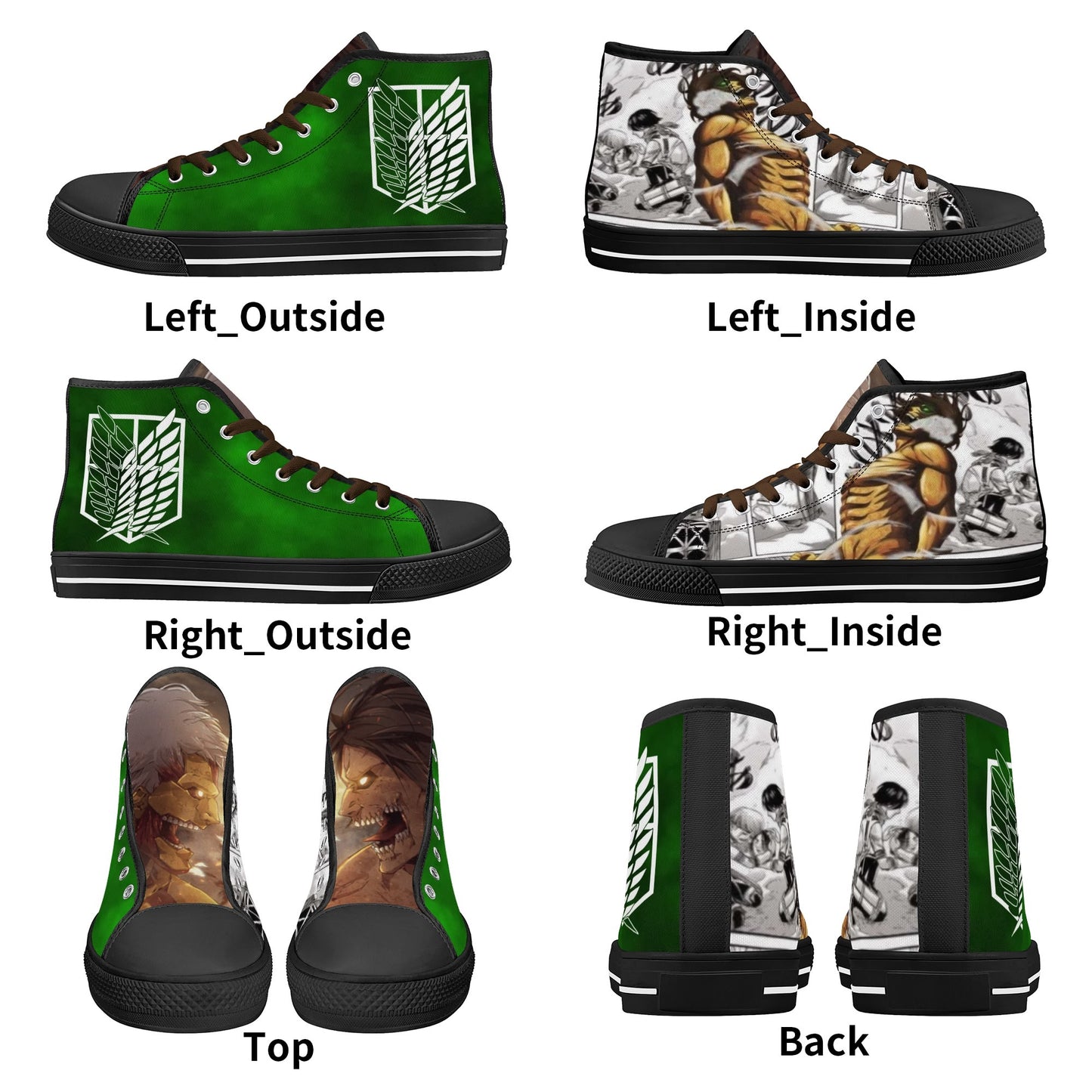 Stand out with the AOT Anime Mens High Top Canvas Shoes available at Hey Nugget. Grab yours today!