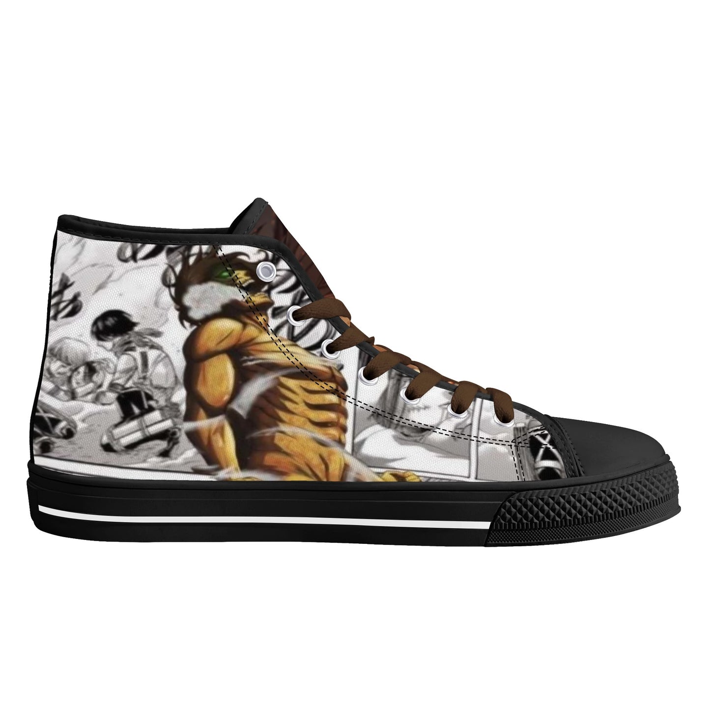 Stand out with the AOT Anime Womens High Top Canvas Shoes available at Hey Nugget. Grab yours today!