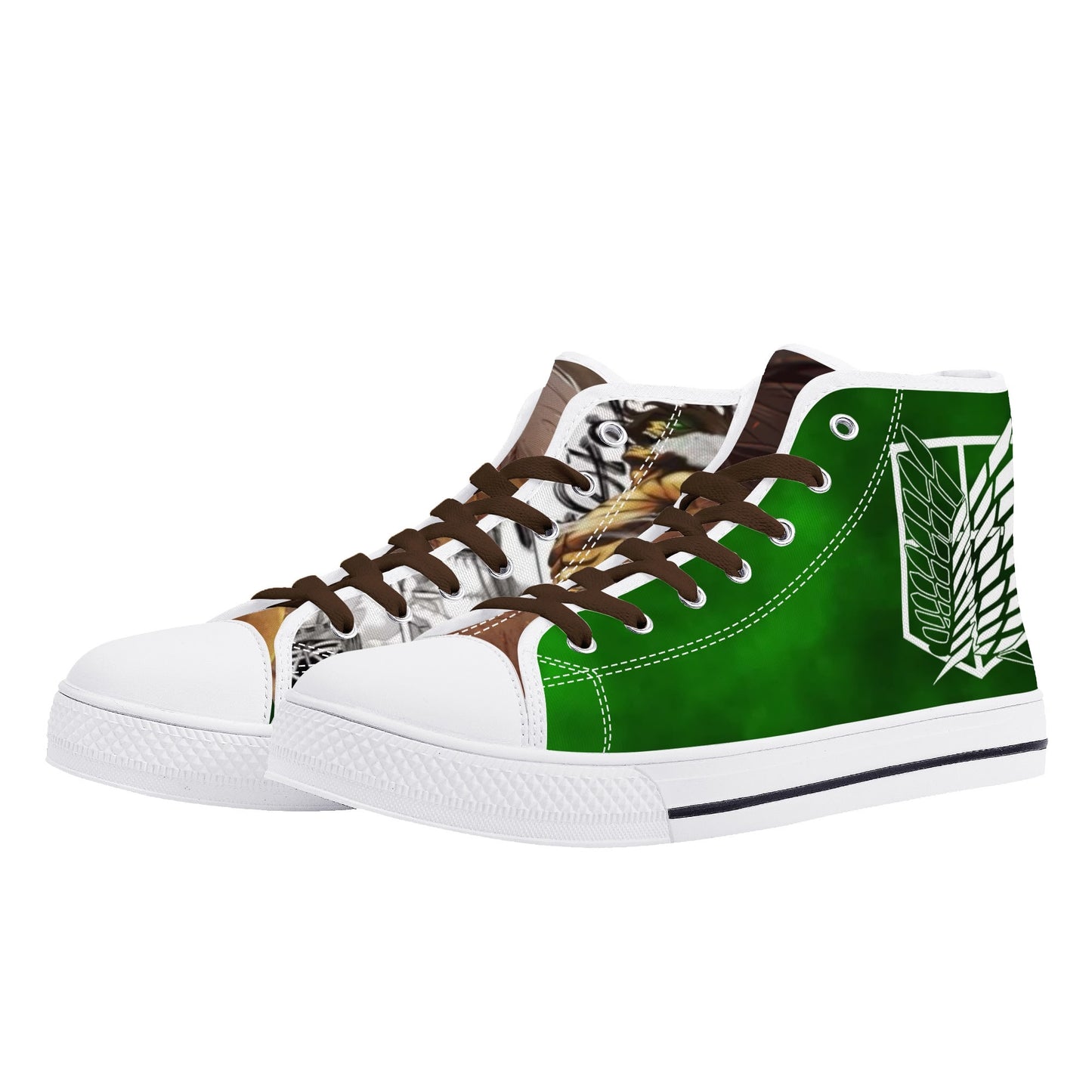 Stand out with the AOT Anime Womens High Top Canvas Shoes available at Hey Nugget. Grab yours today!