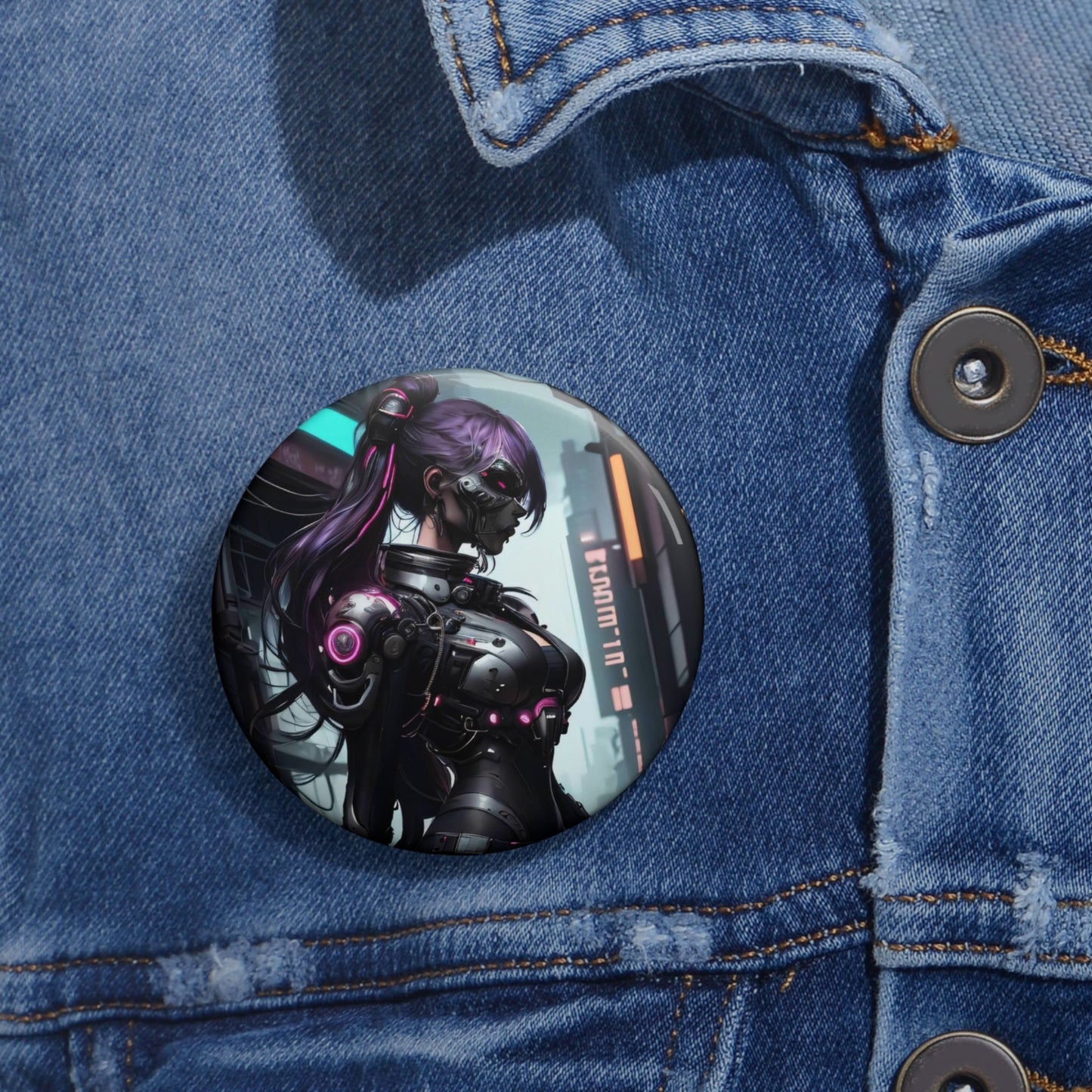 Stand out with the Cyber Twin Alpha Pin Buttons available at Hey Nugget. Grab yours today!