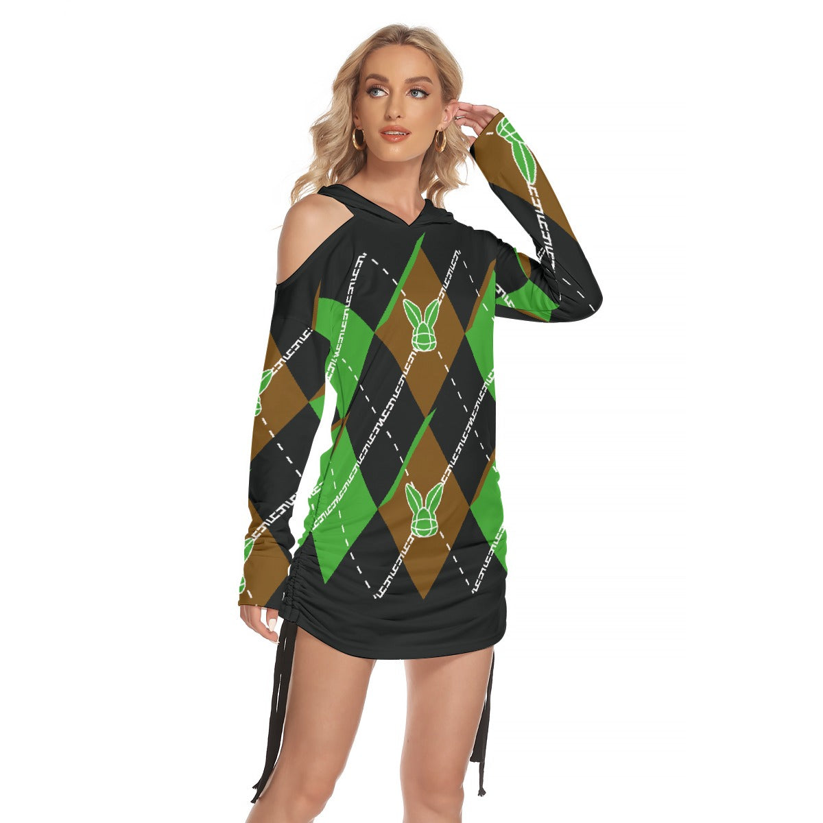 Stand out with the Women's One-shoulder Argyle Dress available at Hey Nugget. Grab yours today!