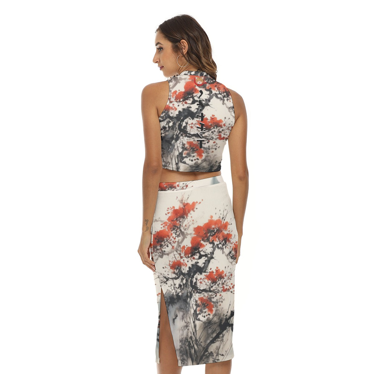 Stand out with the Tokyo Nugget Women's Tank Top & Split High Skirt Set available at Hey Nugget. Grab yours today!
