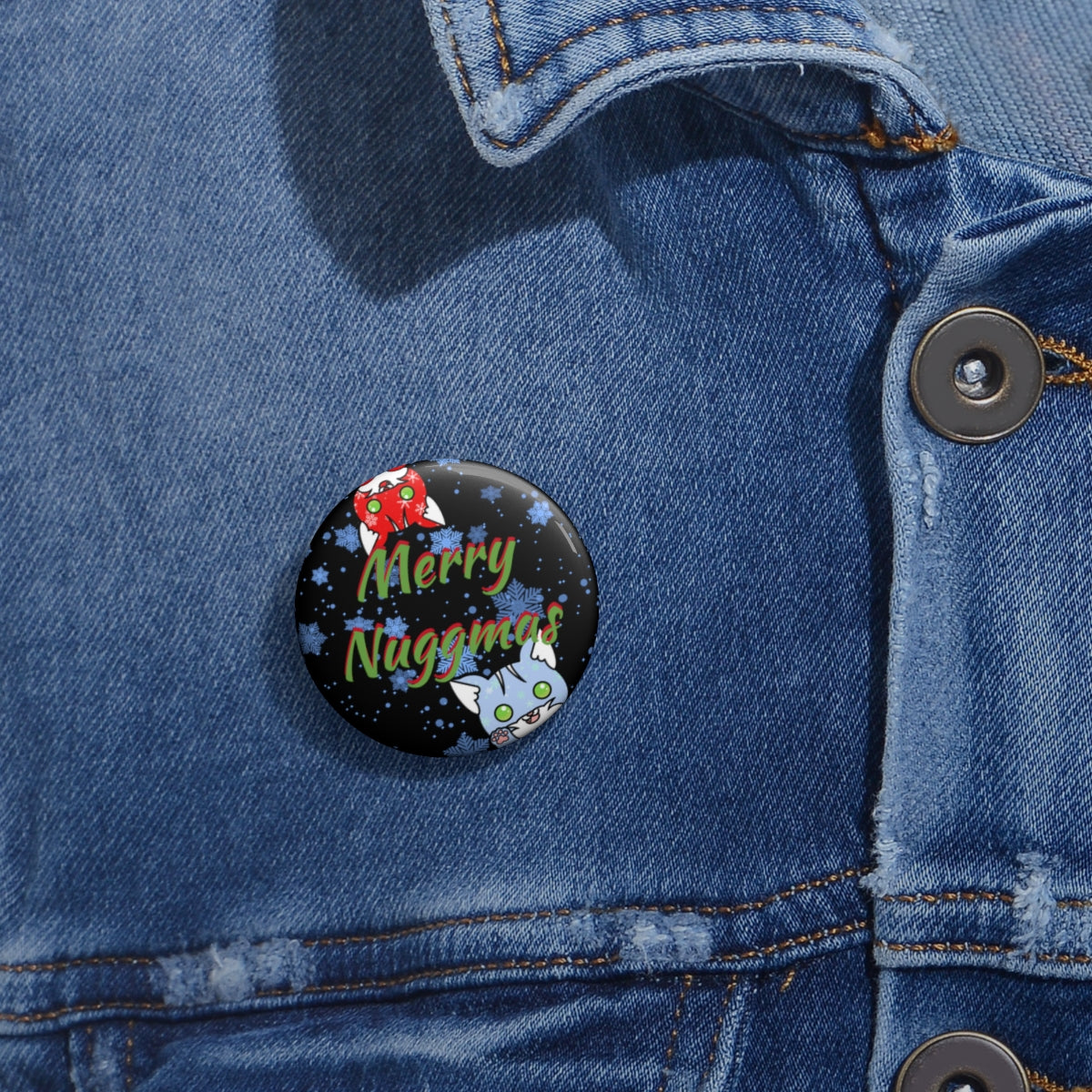 Stand out with the Nuggmas Custom Pin Buttons available at Hey Nugget. Grab yours today!
