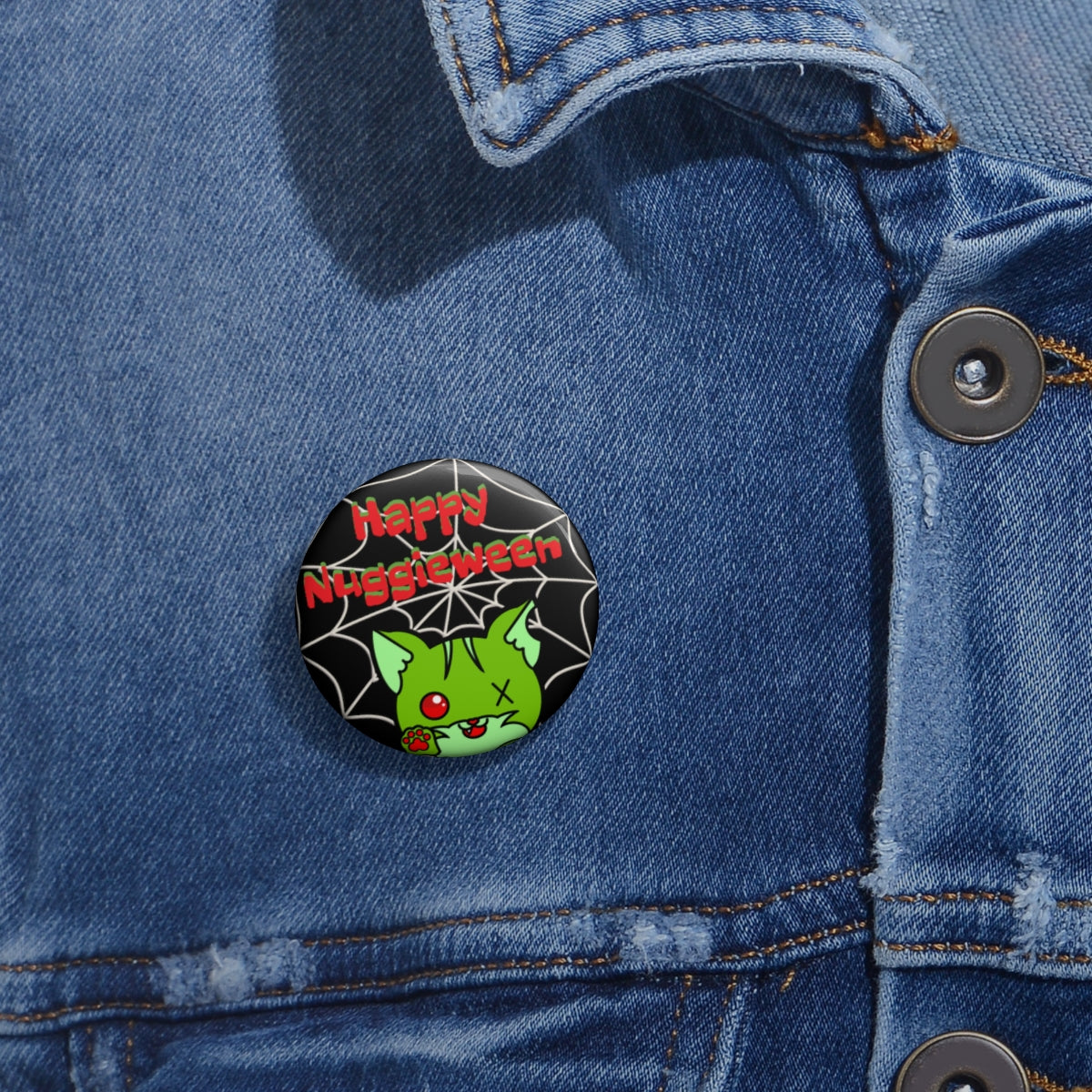 Stand out with the Happy Nuggieween Custom Pin Buttons available at Hey Nugget. Grab yours today!