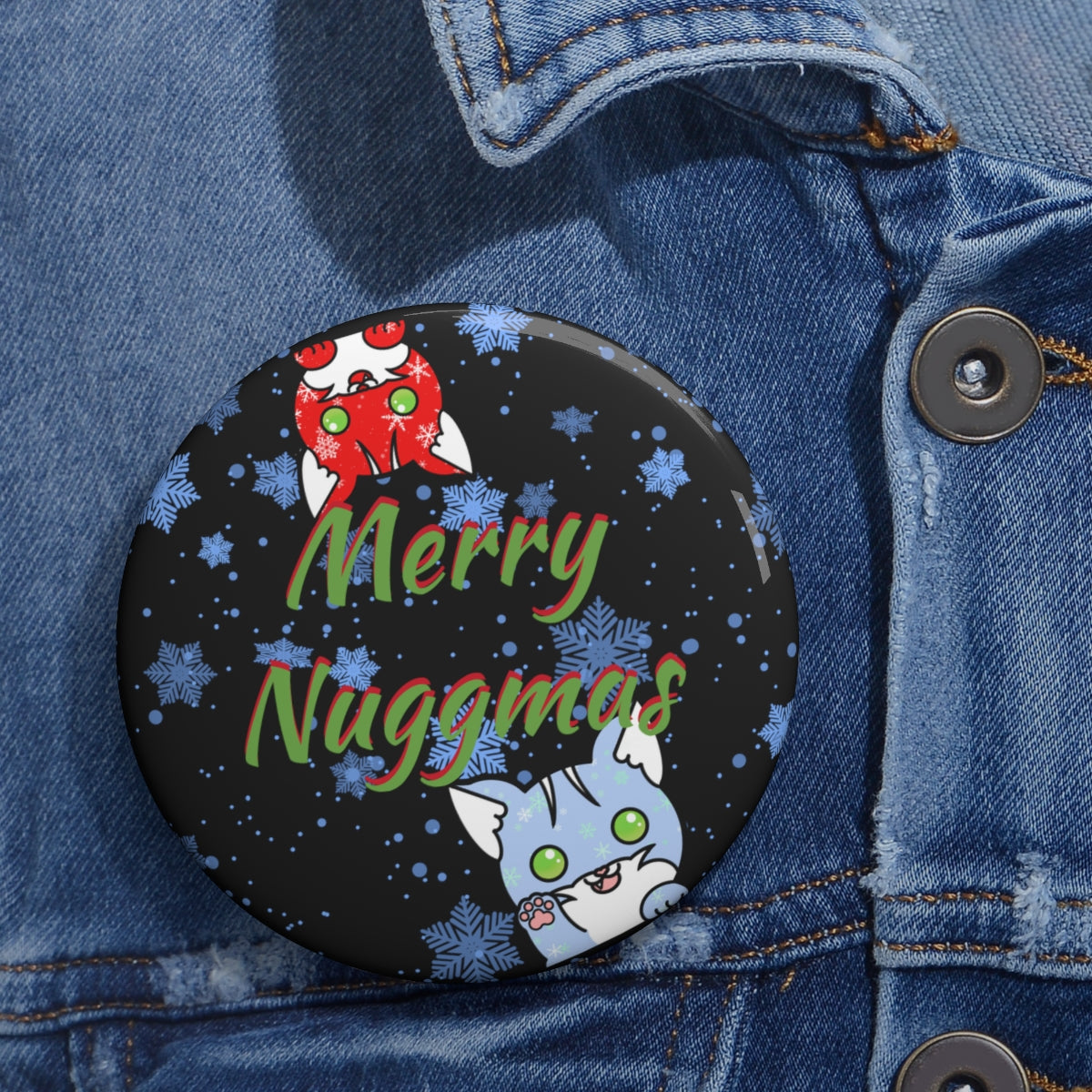 Stand out with the Nuggmas Custom Pin Buttons available at Hey Nugget. Grab yours today!