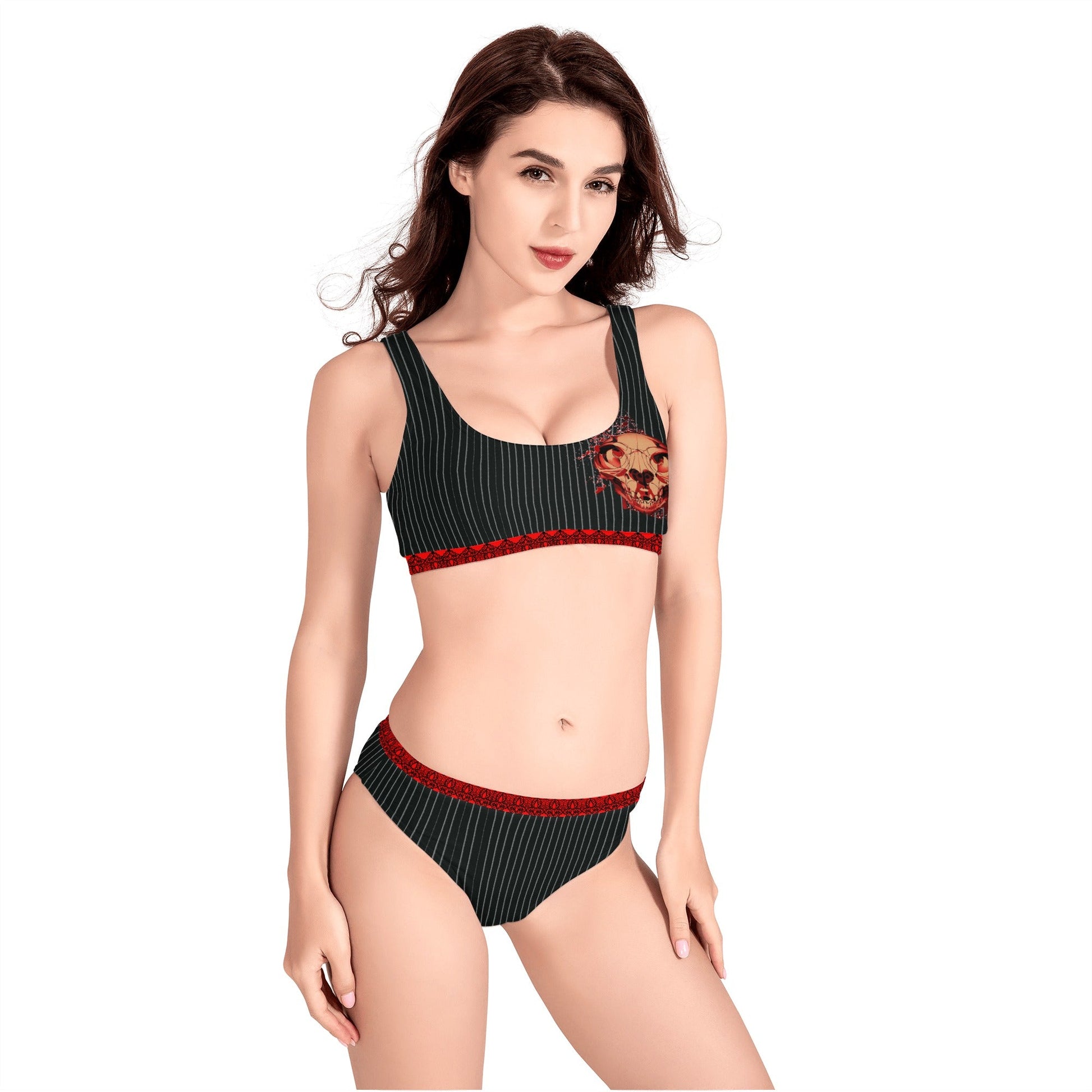 Stand out  with the  Pinstriped Women's Sport Bikinis Swimsuit  available at Hey Nugget. Grab yours today!