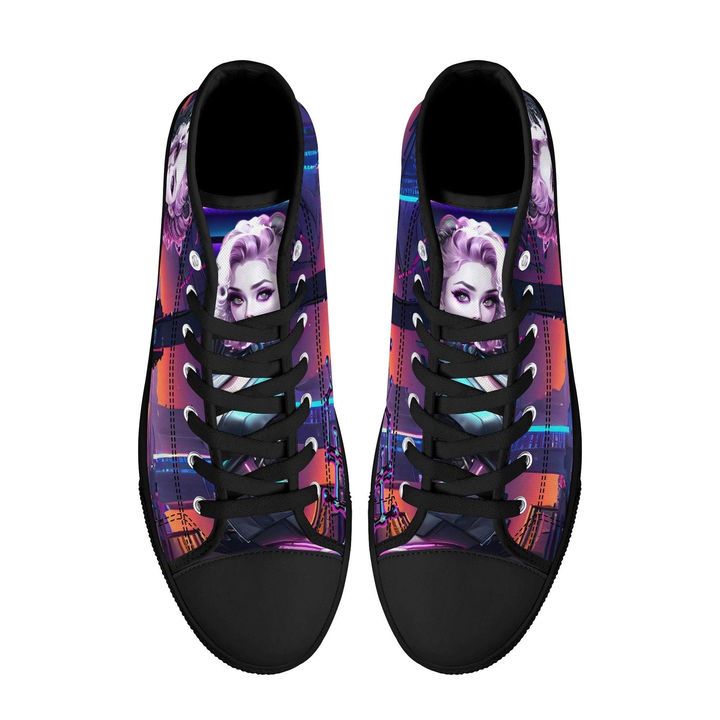 Stand out  with the  Cyber Queen Mens High Top Canvas Shoes  available at Hey Nugget. Grab yours today!
