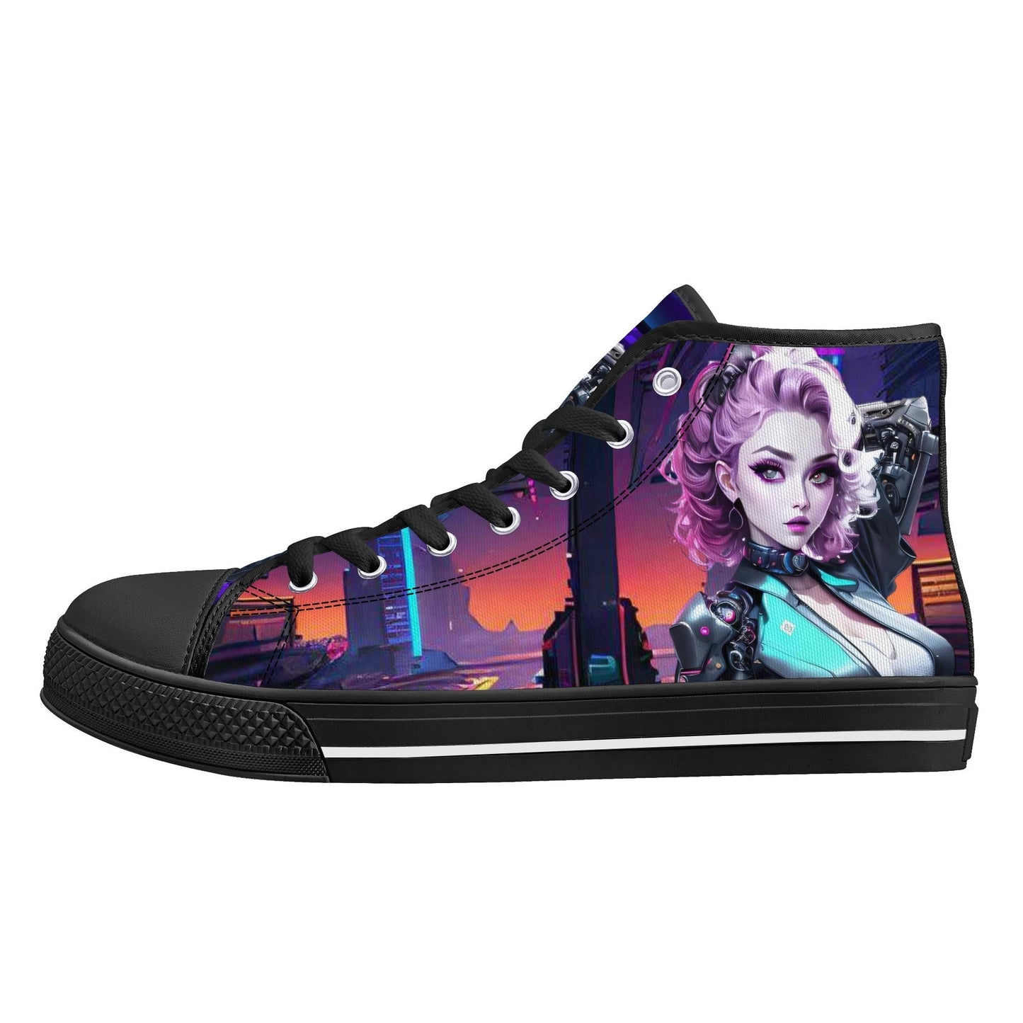 Stand out  with the  Cyber Queen Mens High Top Canvas Shoes  available at Hey Nugget. Grab yours today!