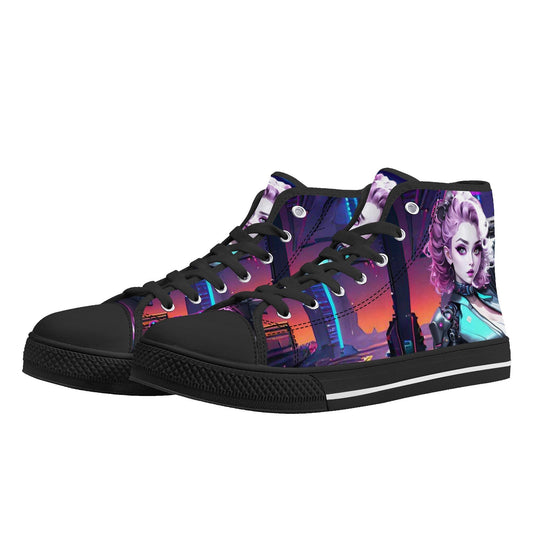 Stand out  with the  Cyber Queen Womens High Top Canvas Shoes  available at Hey Nugget. Grab yours today!