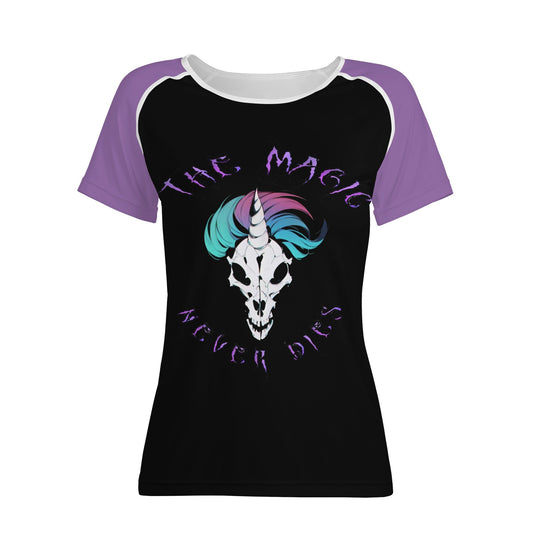 Stand out  with the  The Magic Never Dies Womens  T shirt  available at Hey Nugget. Grab yours today!