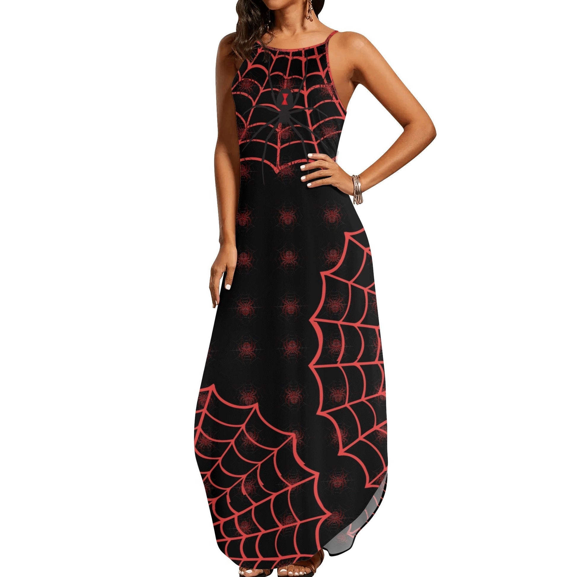 Stand out  with the  Spider Queen Womens Elegant Sleeveless Party Dress  available at Hey Nugget. Grab yours today!