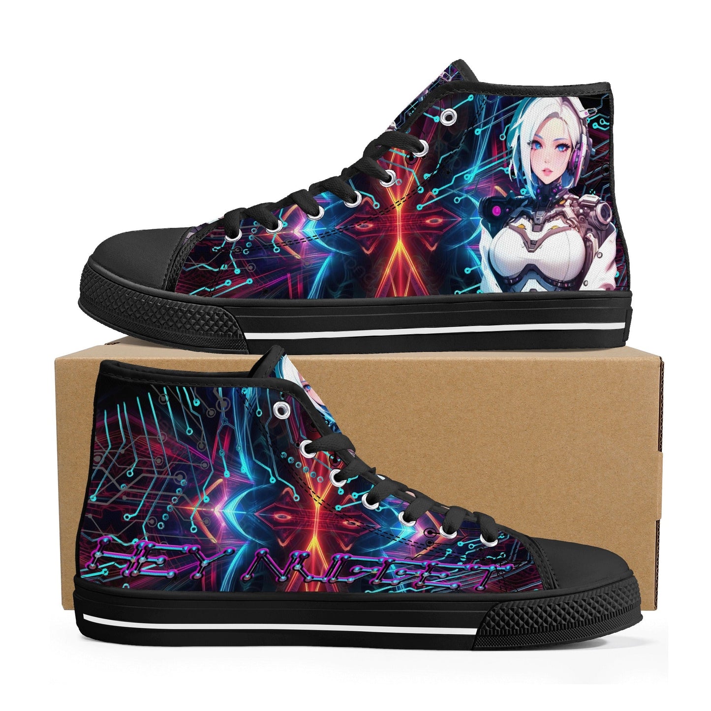 Stand out  with the  Cyber Princess Mens High Top Canvas Shoes  available at Hey Nugget. Grab yours today!