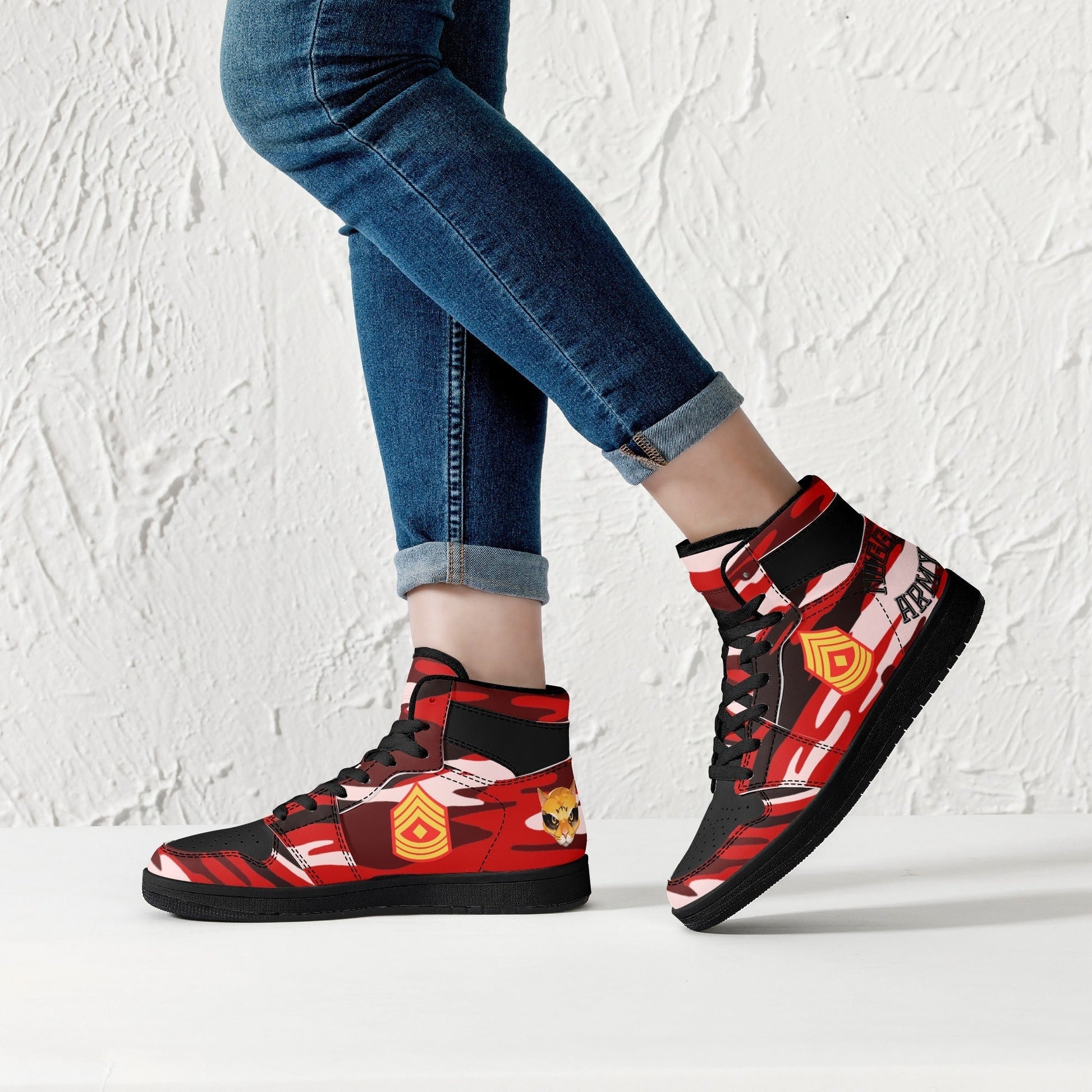Stand out  with the  Nugget Army Womens Black High Top Leather Sneakers  available at Hey Nugget. Grab yours today!