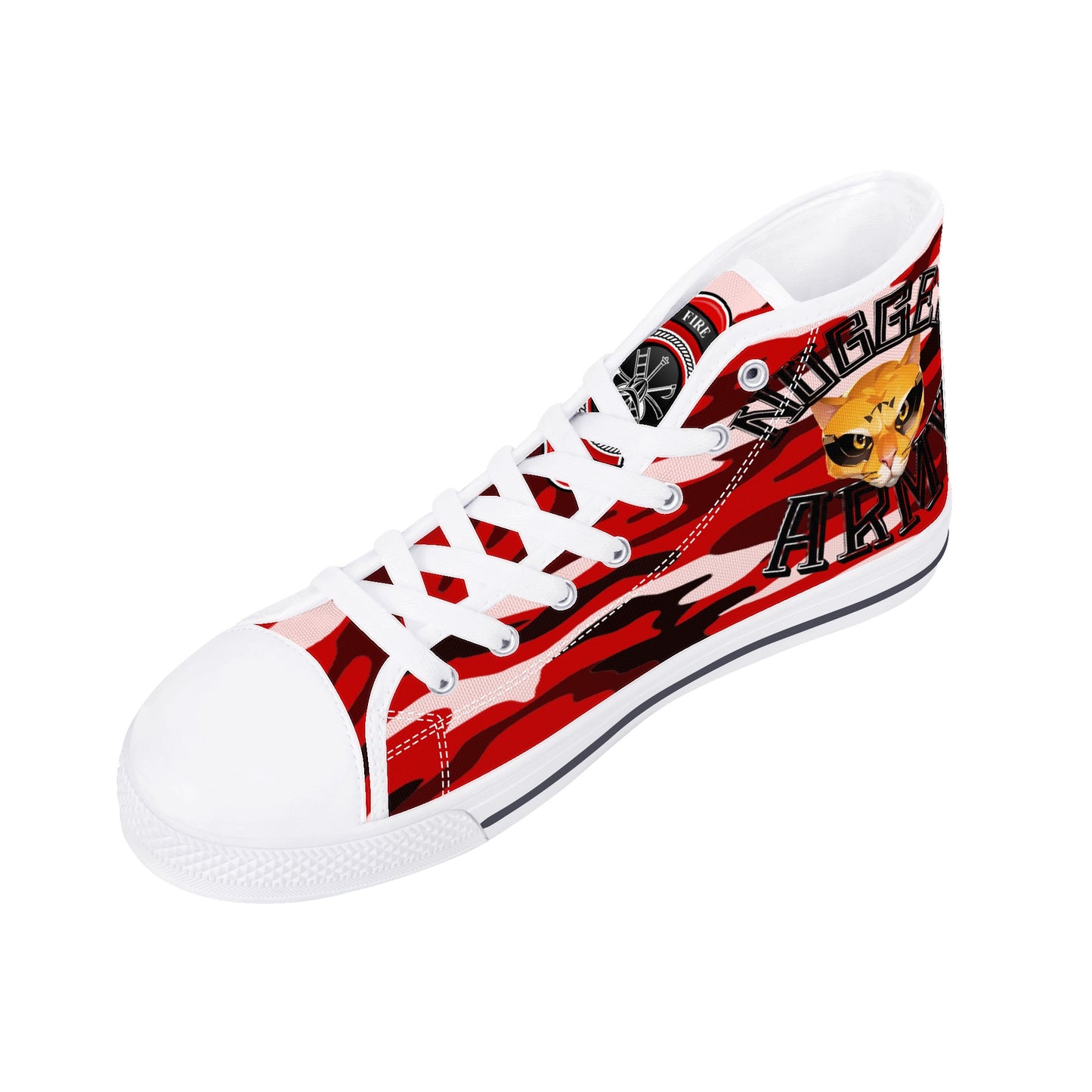 Stand out  with the  Nugget Army Fire Mens High Top Canvas Shoes  available at Hey Nugget. Grab yours today!