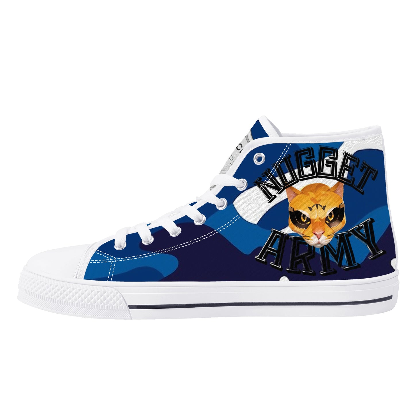 Stand out  with the  Nugget Army Poliec Womens High Top Canvas Shoes  available at Hey Nugget. Grab yours today!