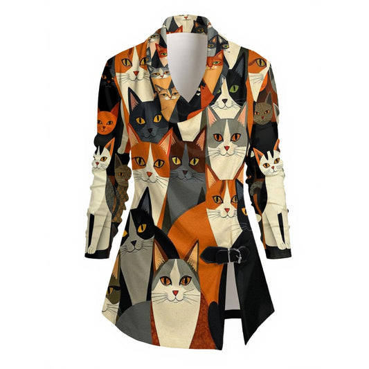 CATS!!! Draped Long Sleeve Top