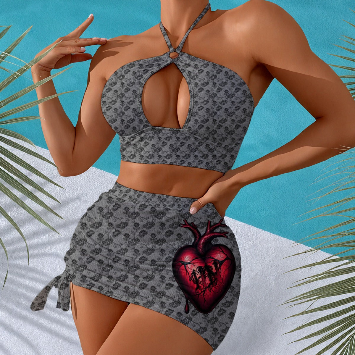 Dark lace swimsuit