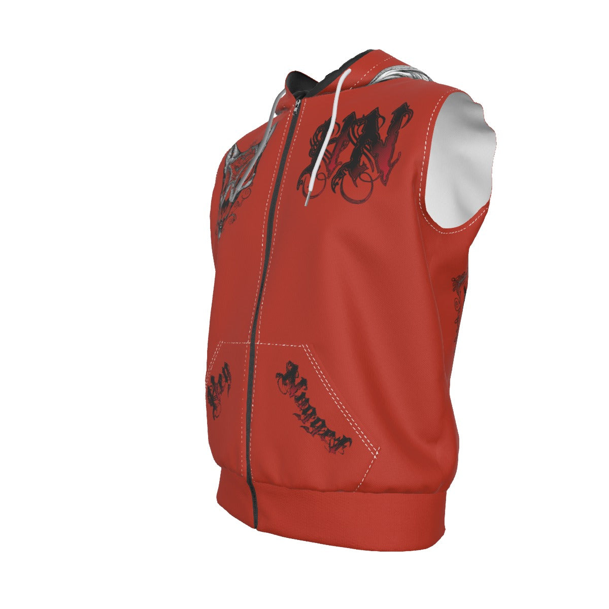 Stand out  with the  Hell Cat Zip-Up Sleeveless Hoodie  available at Hey Nugget. Grab yours today!
