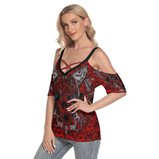 Stand out  with the  Hell Cat Cold Shoulder T-shirt  available at Hey Nugget. Grab yours today!