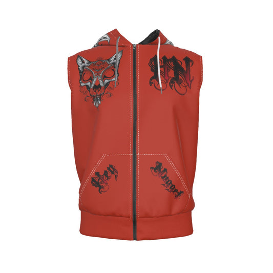 Stand out  with the  Hell Cat Zip-Up Sleeveless Hoodie  available at Hey Nugget. Grab yours today!