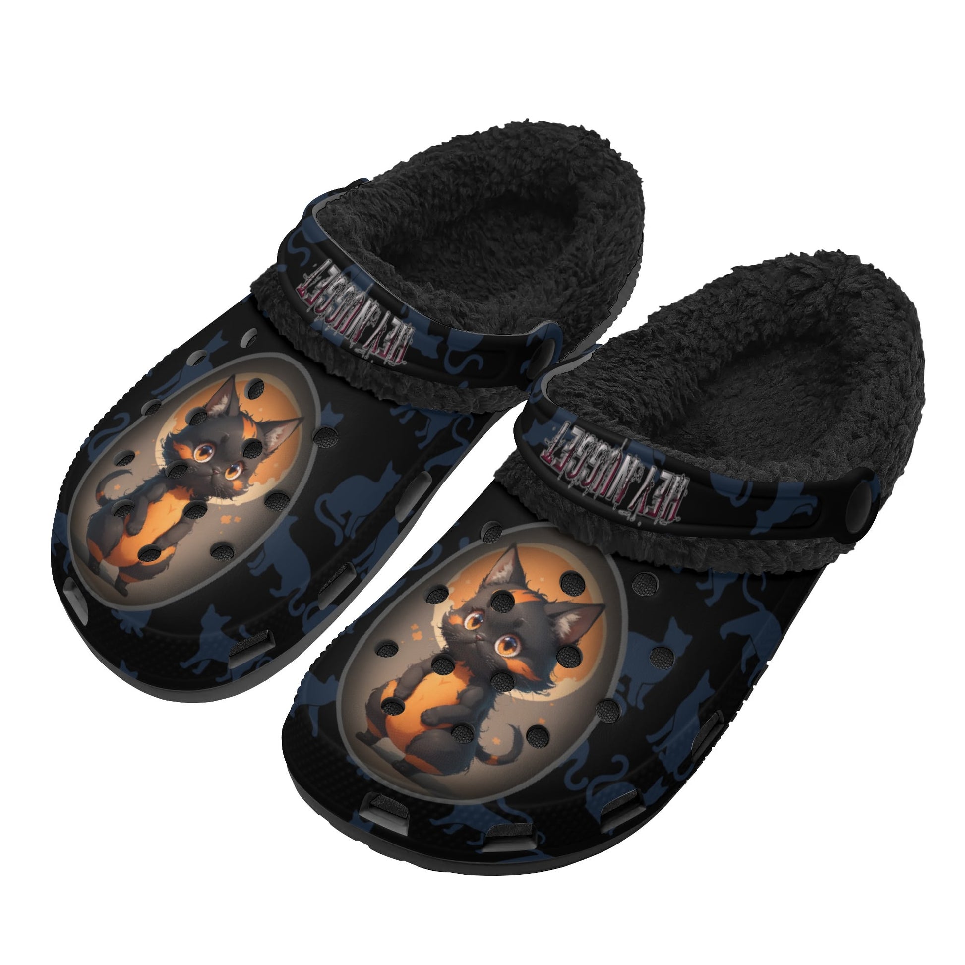 Stand out  with the  Black Cat Chaos Adults Black Winter Fur Lined house shoes  available at Hey Nugget. Grab yours today!