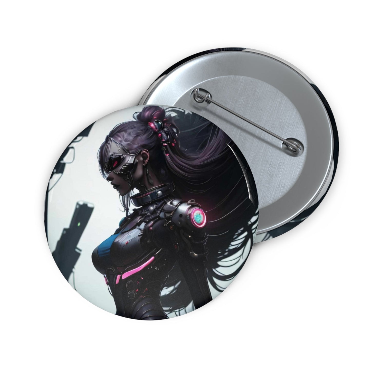 Stand out  with the  Cyber Twin Omega Pin Buttons  available at Hey Nugget. Grab yours today!