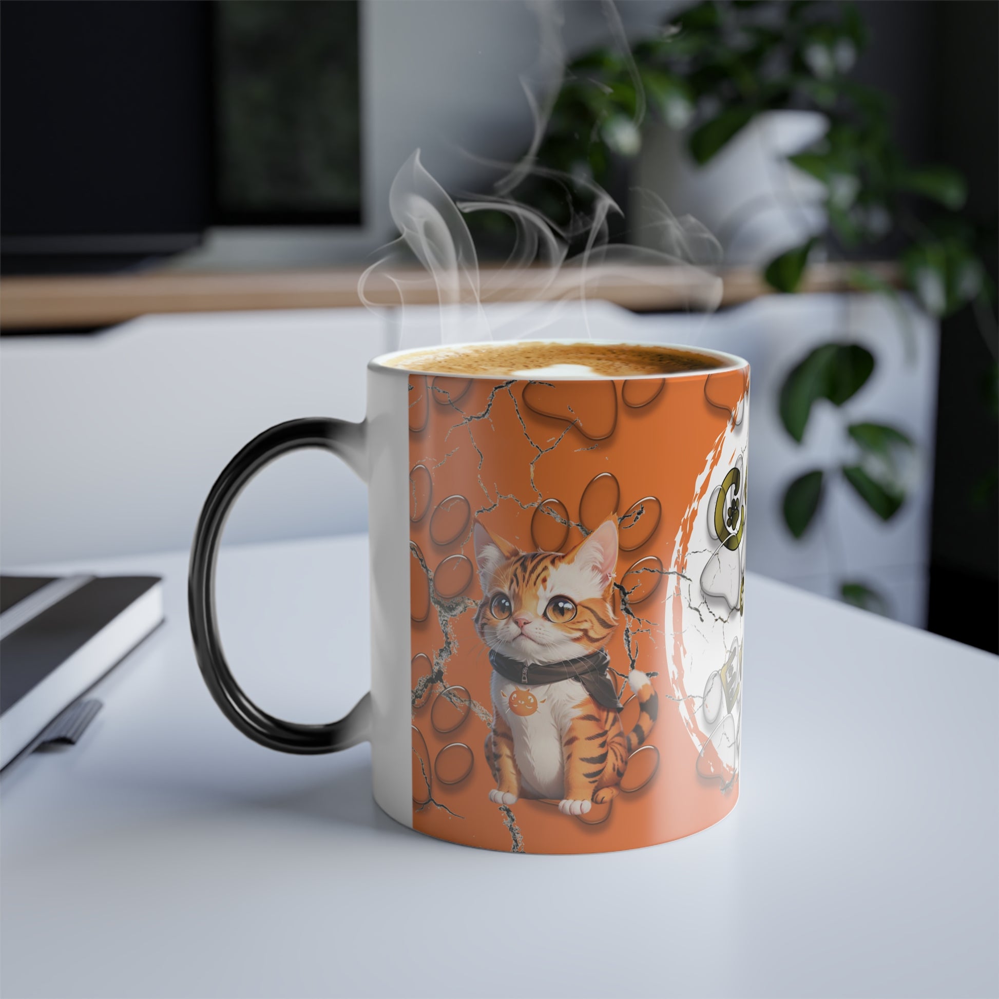 Stand out  with the  Orange Cat Energy Color Morphing Mug, 11oz  available at Hey Nugget. Grab yours today!