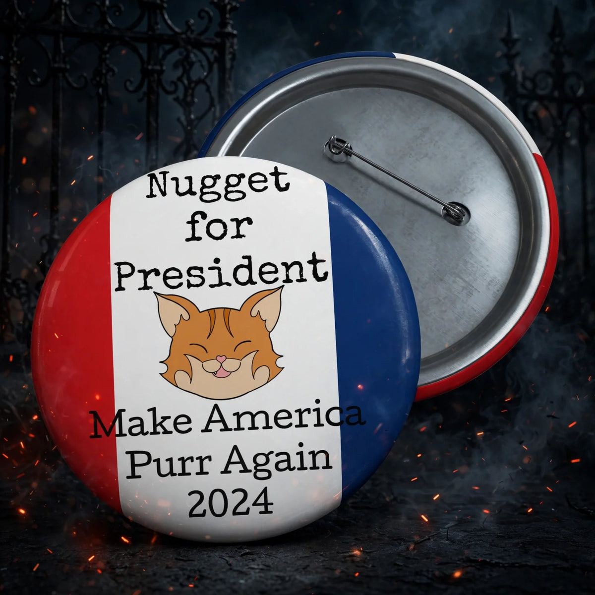 Stand out  with the  Make America Purr Again Pin Buttons  available at Hey Nugget. Grab yours today!