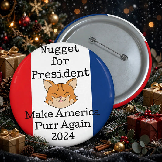 Stand out  with the  Make America Purr Again Pin Buttons  available at Hey Nugget. Grab yours today!